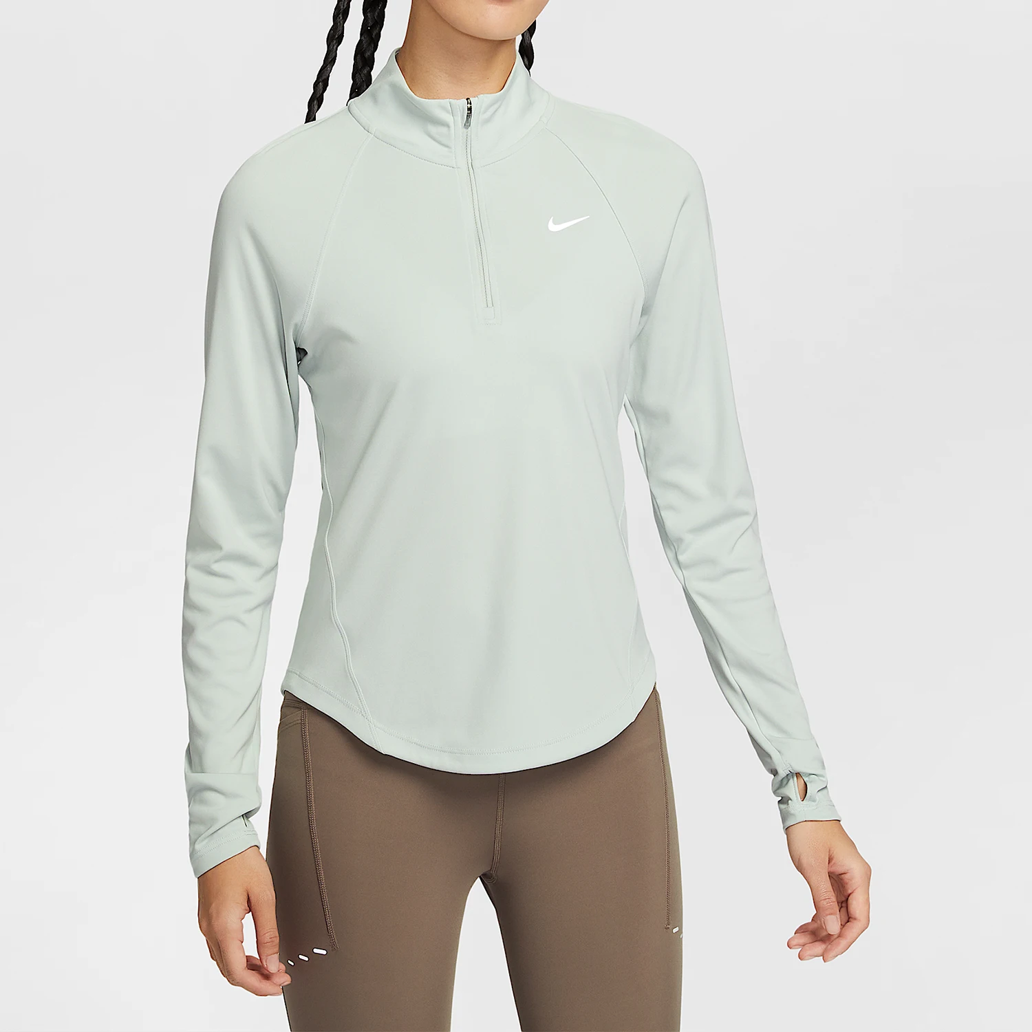 

Оригинальная женская футболка Nike Dri FIT с длинными рукавами и короткой молнией для бега и тренировок HV2843-034