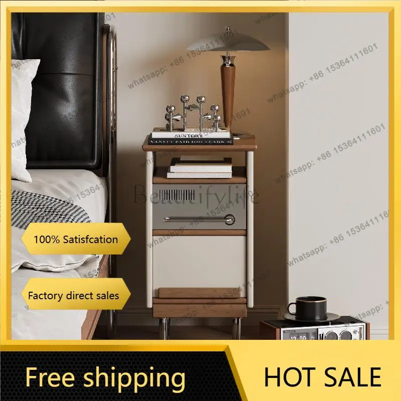 LS antique retro Bauhaus simple bedside table modern mobile small apartment home storage locker