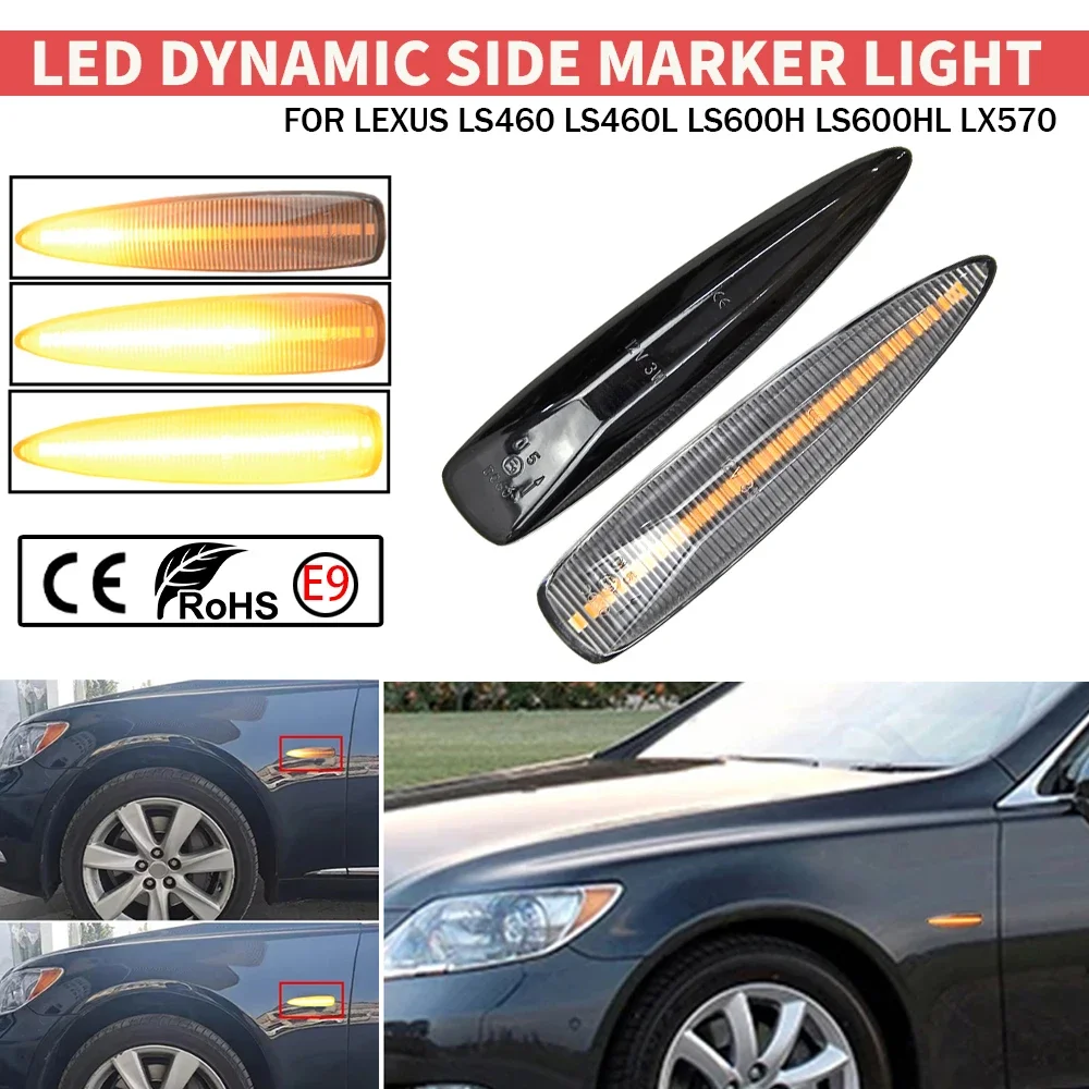 For Lexus IS F LS460 LS460L LS600h LS600hL LX570 LX450D Scroll 1 Pair Turn Signal Lamp LED Dynamic Side Marker Blinker Light
