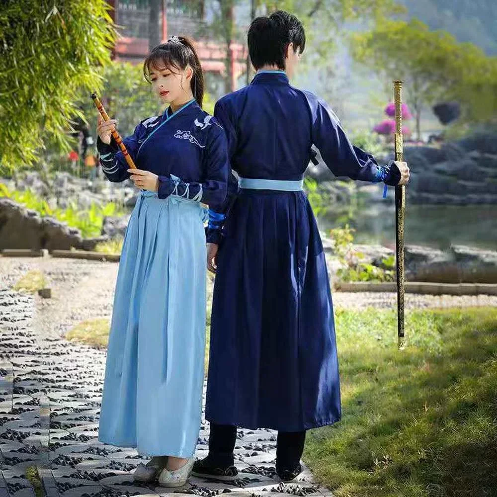 Holloween Costum Couple Chinese Traditional Hanfu Dresses Women Men National Suit Cosplay Outfit Stage Dress Folk Dance Costume