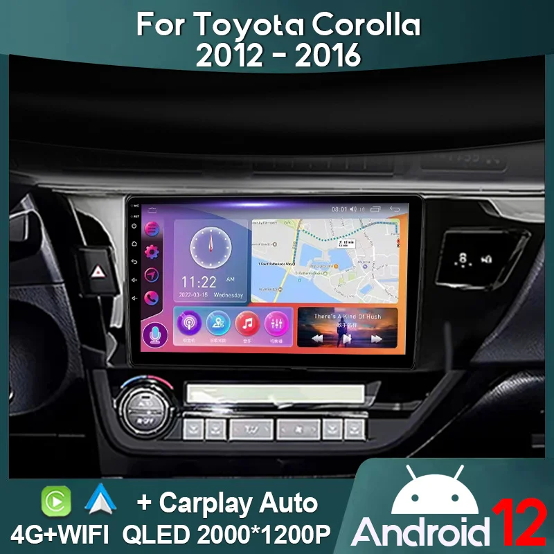 

MAMSM Car Radio For Toyota Corolla 2012 - 2016 Android 12 Multimedia Video Player GPS 4G Carplay Autoradio 2K QLED Head Unit IPS