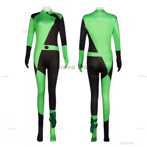 Kim Shego Cosplay Possible Anime Cartoon Series Superhero Jumpsuit Costume Wig Halloween Anti-hero Villainess Uniform Roleplay