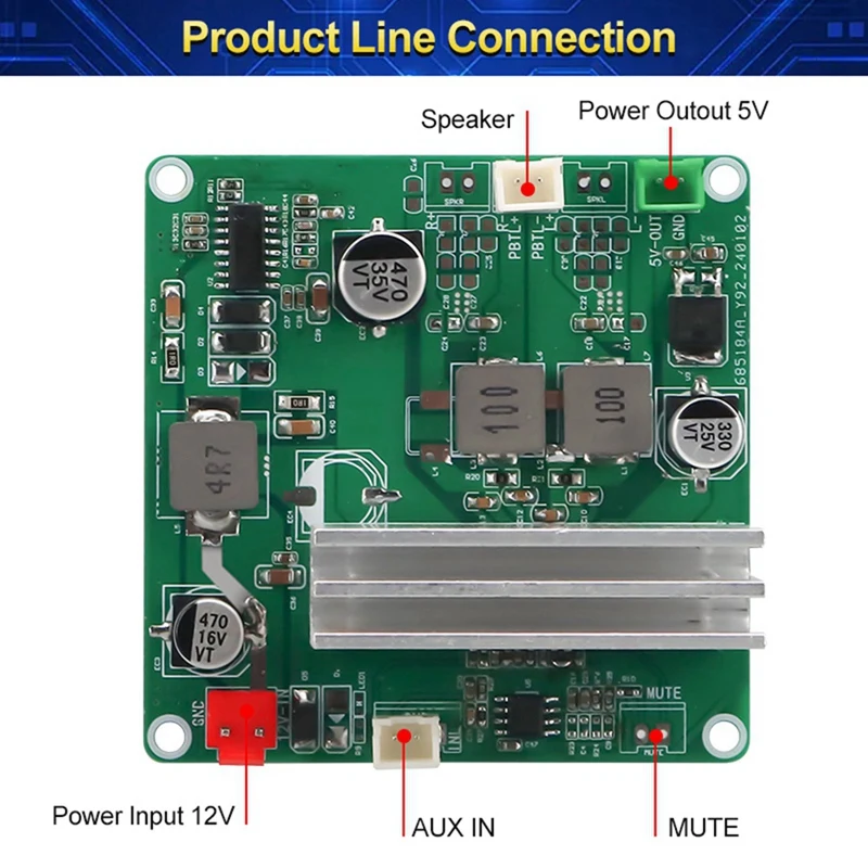 12V Digital Audio Power Amplifier Board TPA3116 100W PBTL Class D Home Audio Module 5V Output Audio Amplifier Module