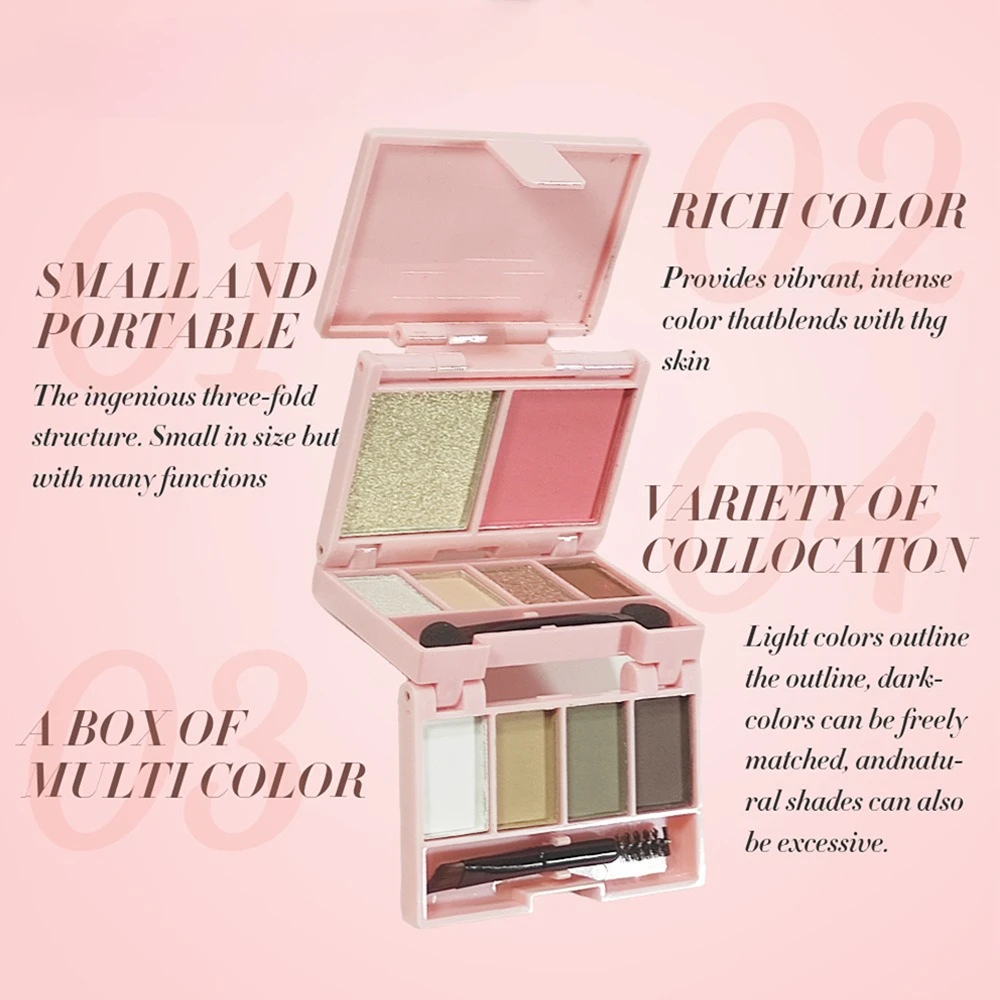 Przenośny zestaw do makijażu, składana konstrukcja z 10 kolorowymi odcinkami, wegańska formuła do makijażu podróżnego, do szybkiego uzupełniania makijażu i codziennego makijażu.