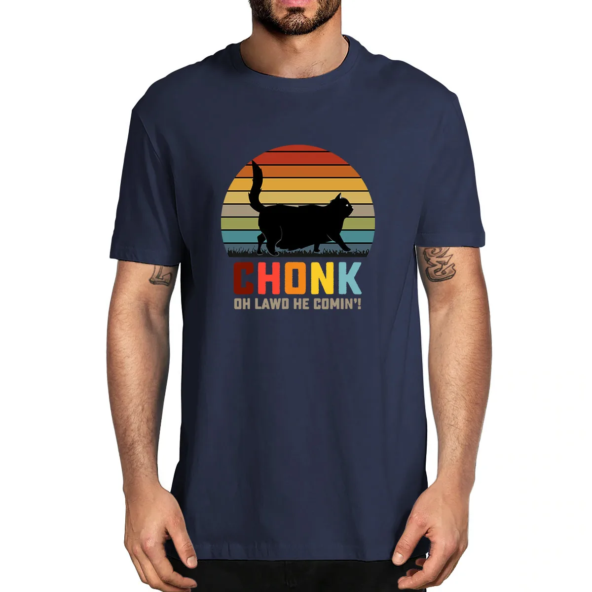 

Chonk Cat Scale Meme Oh Lawd He Comin' Funny Chonk Cat Meme Funny Men's 100% Cotton Novelty T-Shirt Unisex Humor Streetwear Tee