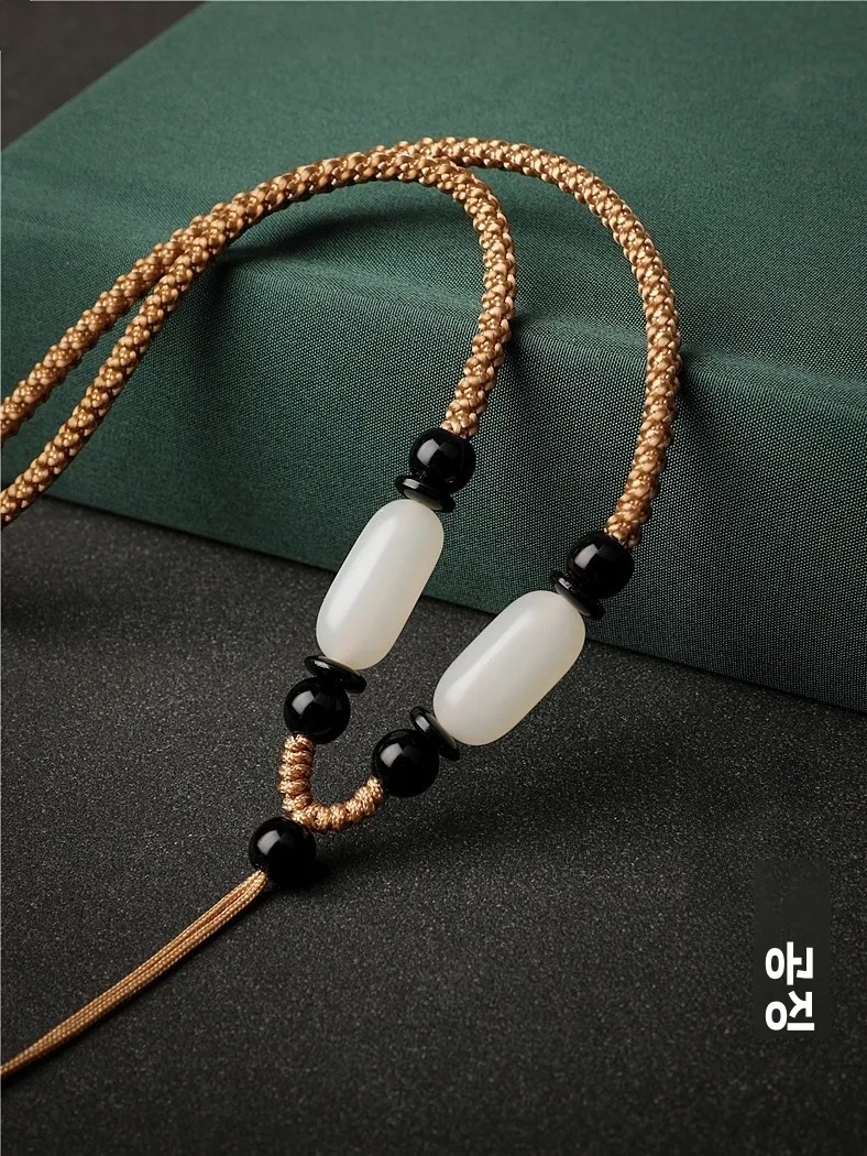 

Simplified Handwoven Turquoise Pendant Nelace Cord ex Design Hetao Jade Se Bule Rope Fre Out Faion Jewelry