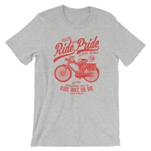 Ride With Pride T-Shirt.  Biker Bicycle 100% Cotton Premium Tee NEW