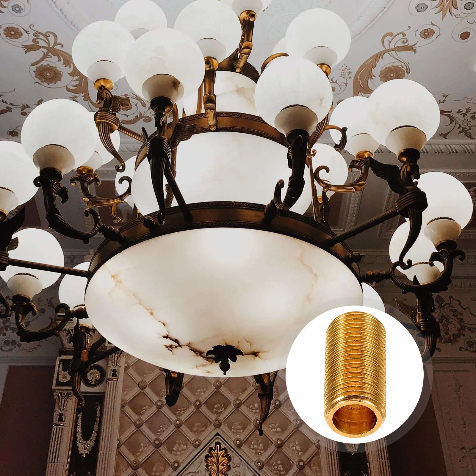 

8Pcs M10 Brass Threaded Coupling Hollow Lamp Pipe Connector for Chandelier Repair Fixture Fastener Hardware Lamp