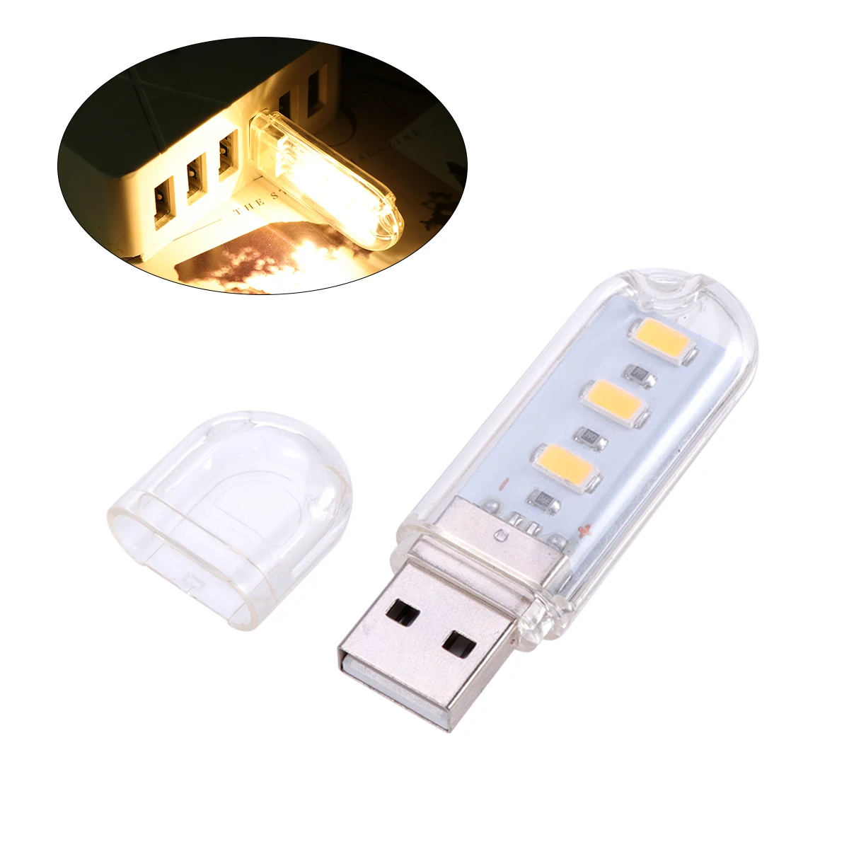 Mini USB Night Light Portable LED Keyboard Lamp 3 Bright Leds Flexible 30Cm Cable USB LED Light for Laptop Reading Night Use