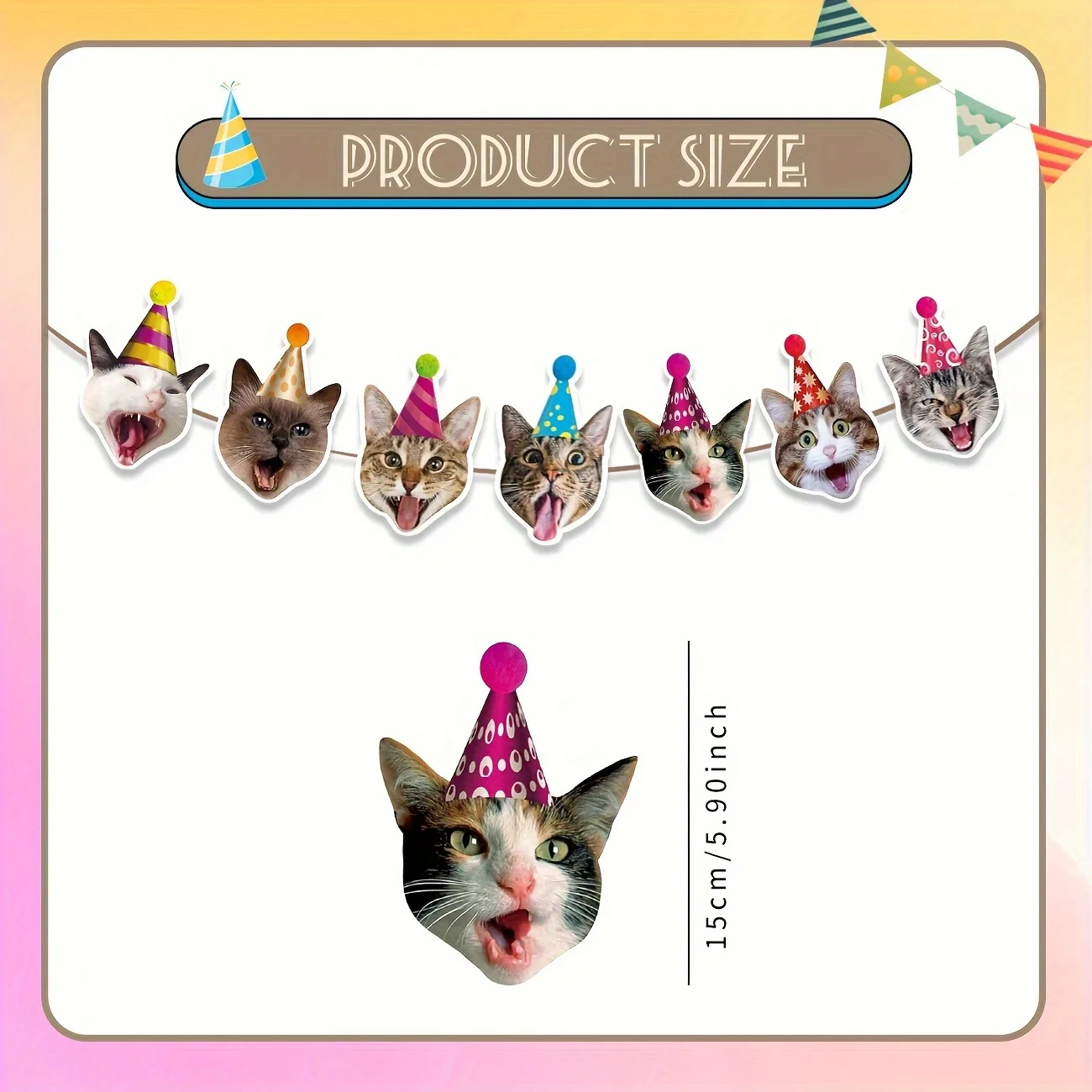 لافتة عيد ميلاد سعيد، إكليل القط، ديكور عيد الميلاد المضحك، وجه القط، حفلة عيد الميلاد، زينة الرايات الذهبية، علامة عيد الميلاد، كيتيز، عيد ميلاد P #2