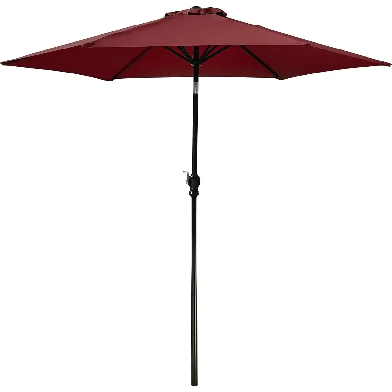 

9FT Outdoor Patio Umbrella with Push Button Tilt and Crank, Beach Umbrella for Sun Shades, Market Umbrella with 6 Sturdy