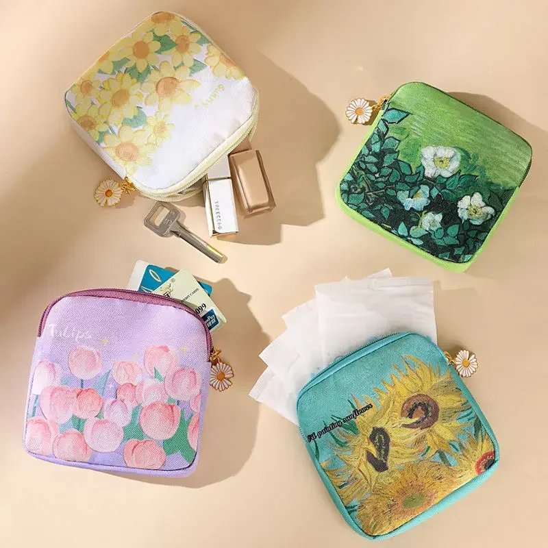 

Portable Storage Bag For Sanitary Napkin Pads Cartoon Cute Waterproof Sanitary Napkin Storage Bags