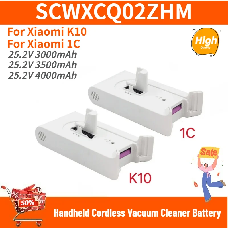 SCWXCQ02ZHM Battery 3000mAh 3500mAh 4000mAh For Xiaomi K10/1C Handheld Cordless Vacuum Cleaner High Quality Replacement Battery