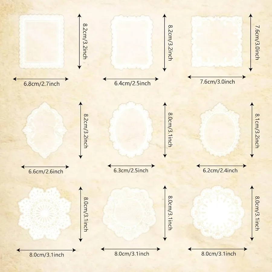 120 Uds. Pegatinas de encaje PET transparentes con recorte impermeable para álbum de recortes, decoración DIY, Ideal para marco de cuaderno, manualidades de álbumes