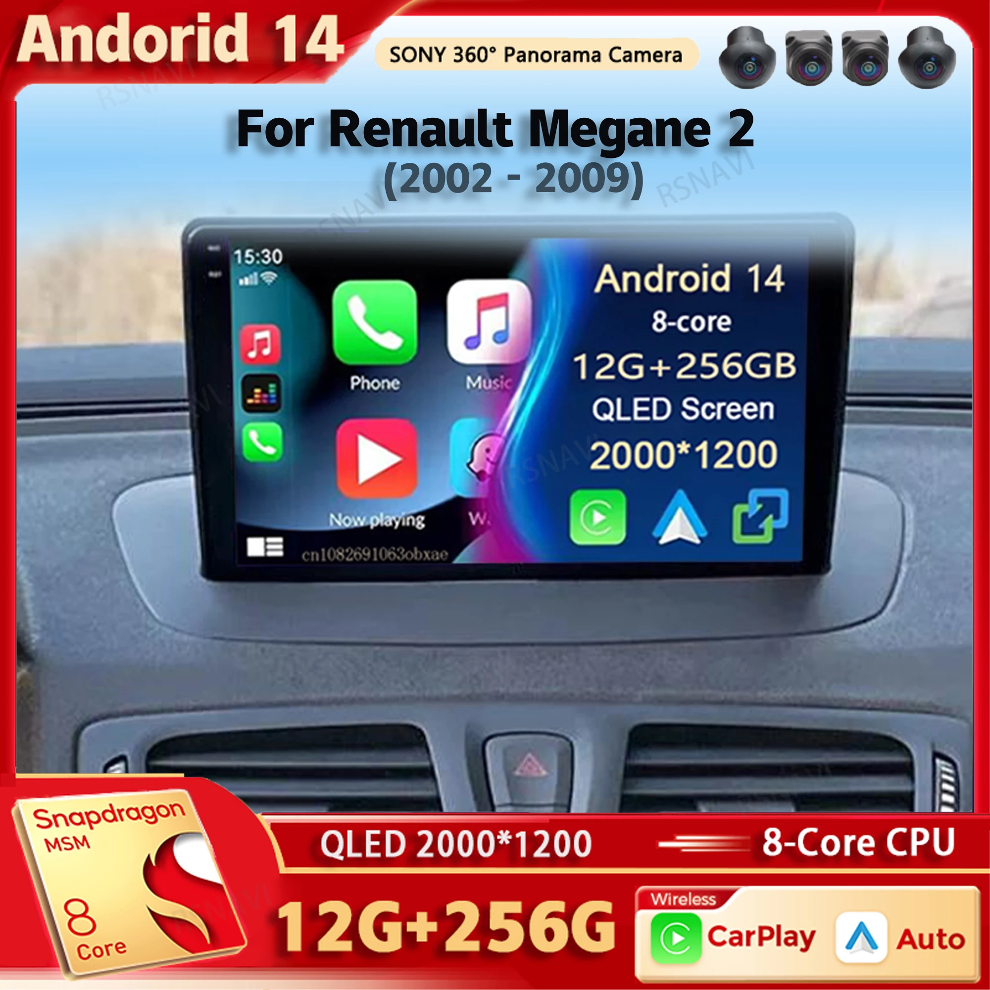 Android 14 Car Radio Multimedia Player For Renault Megane 2 2002-2009 Auto Carplay Car Stereo Dsp wifi+4G Ai voice 2 Din Video