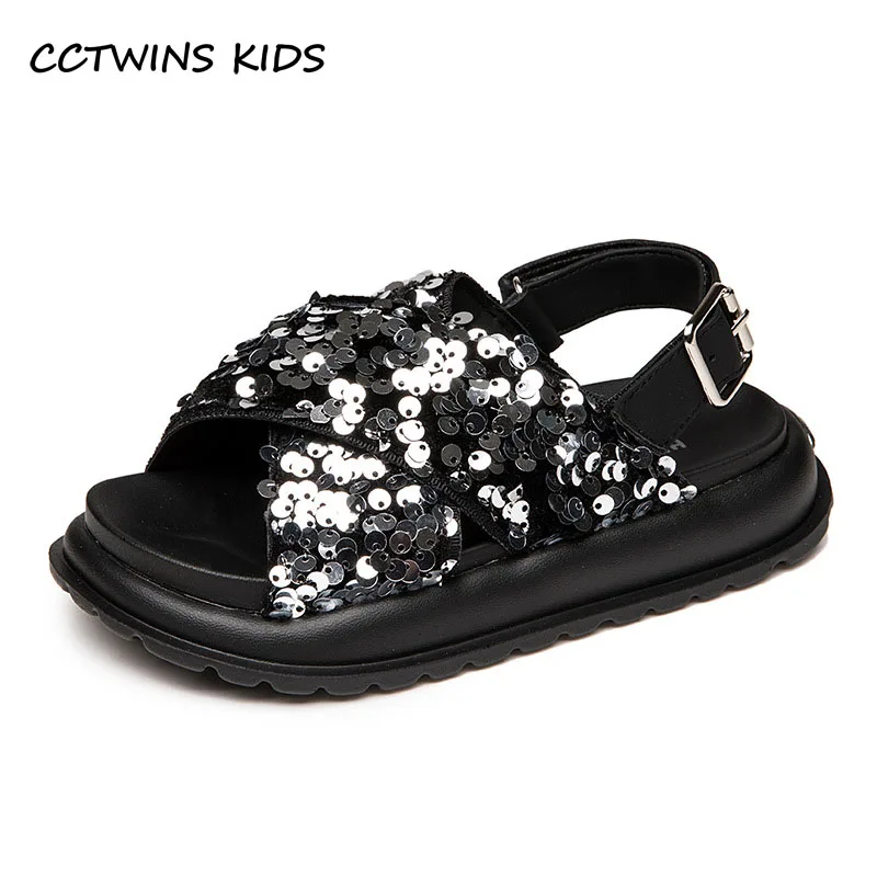 Girls Sandals Summer Kids Fashion Brand Princess Party Dress Shoes Toddler Children Beach Flats Crystals Glitter Soft Platform