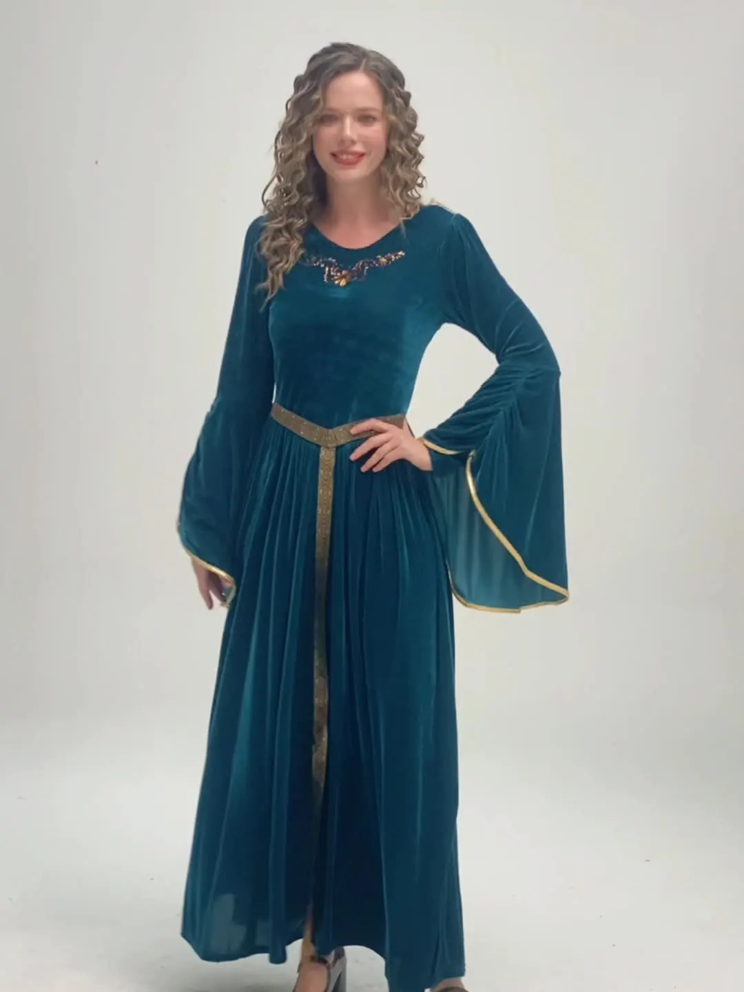 Halloween European Medieval Renaissance Retro Palace Queen Cosplay Costume Performance Princess Drama party Dress