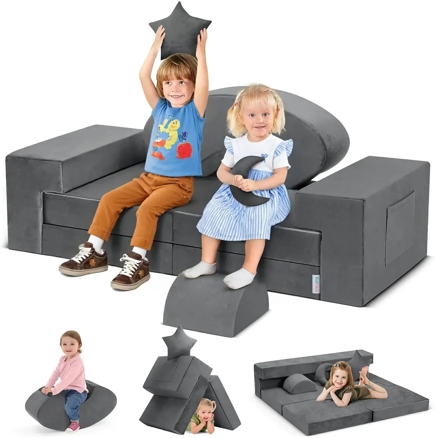 

Бестселлер: Модульный детский игровой диван, 400+ вариантов конфигурации, трансформируемый диван-кровать из пенопласта для игровой комнаты с подушками в виде звезд и лун - Детская качалка и диван-лошадка для малышей