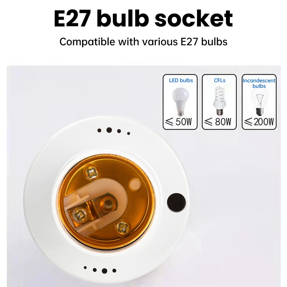 Smart Bluetooth -compatible Light Socket E27 Bulb Adapter Lamp Holder Base AC85-265V Smart Life App Controller
