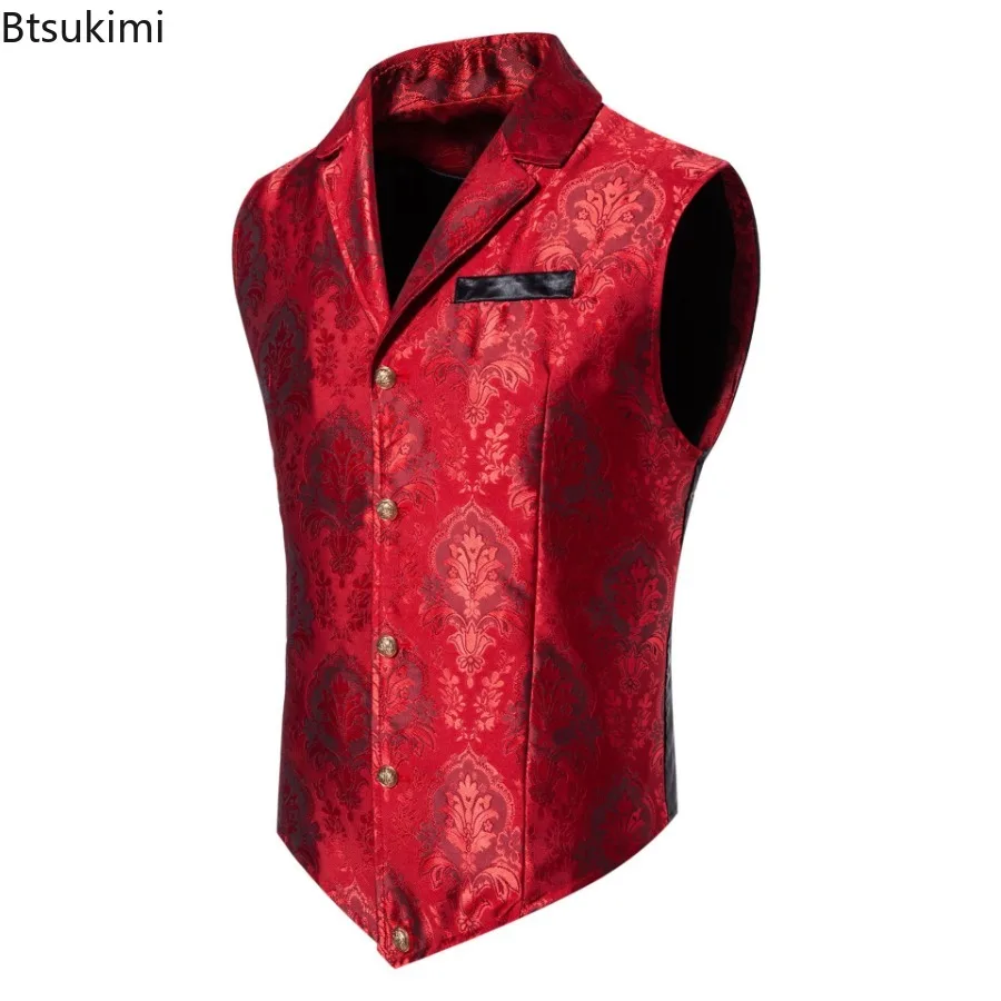 2025 High End Jacquard Fabric Men's Sleeveless Suit Vest Fashion Slim Wedding Party Stage Performance Dress Vests Male Waistcoat