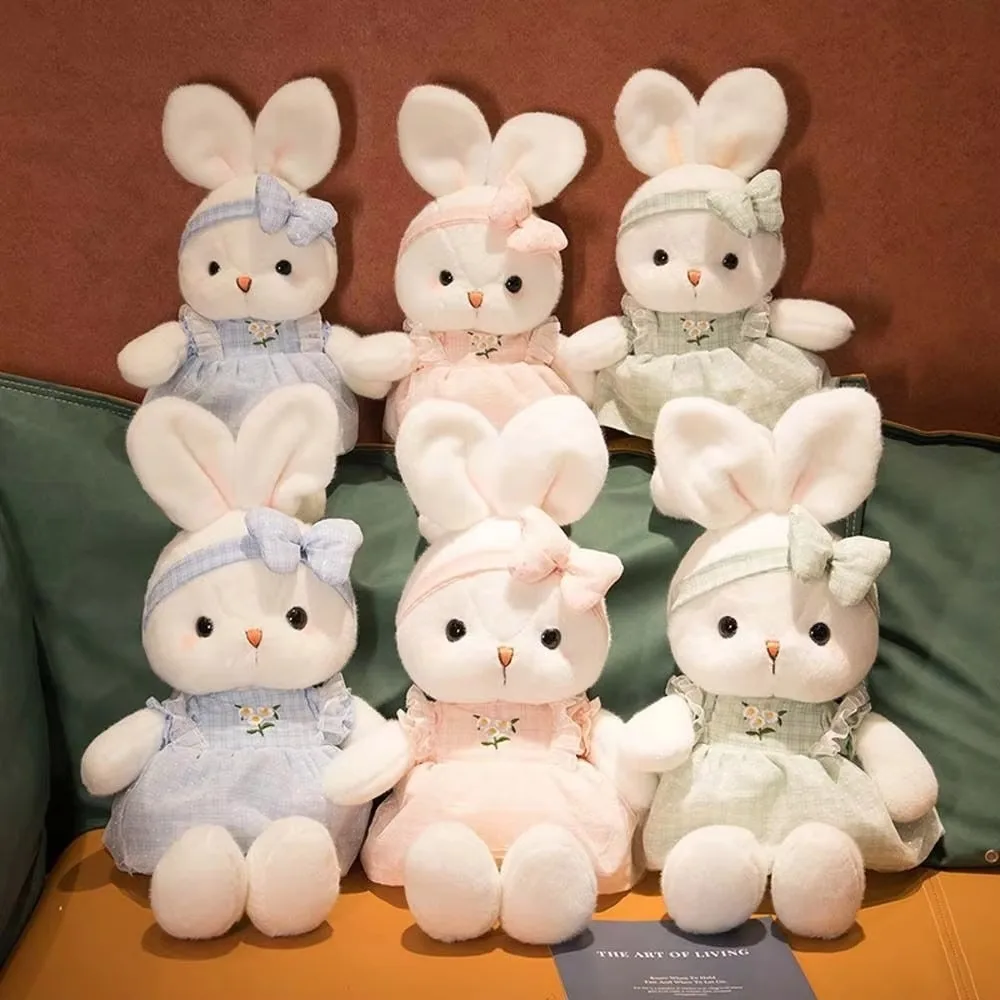 New Kawaii Long Ears Plush Rabbit Doll Creative Appeasement Doll Skirt Bunny Toy Stuffed Animal Sleep Pillow Nice Kids Gift