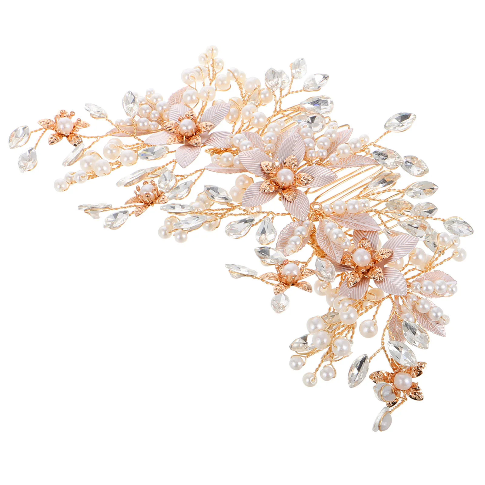 

Pearl Crystal Combs Rhinestone Hair Pins Rhinestone Wedding Accessories Floral Design Bride Headpiece Hair Jewelry For Women