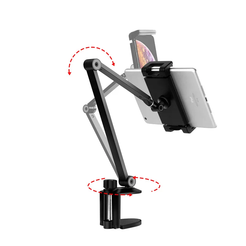 Multi-Angle Long Arm Cell Phone Stand for Desk Portable Clip Tablets Holder Non Slip for All Smartphones Tablets