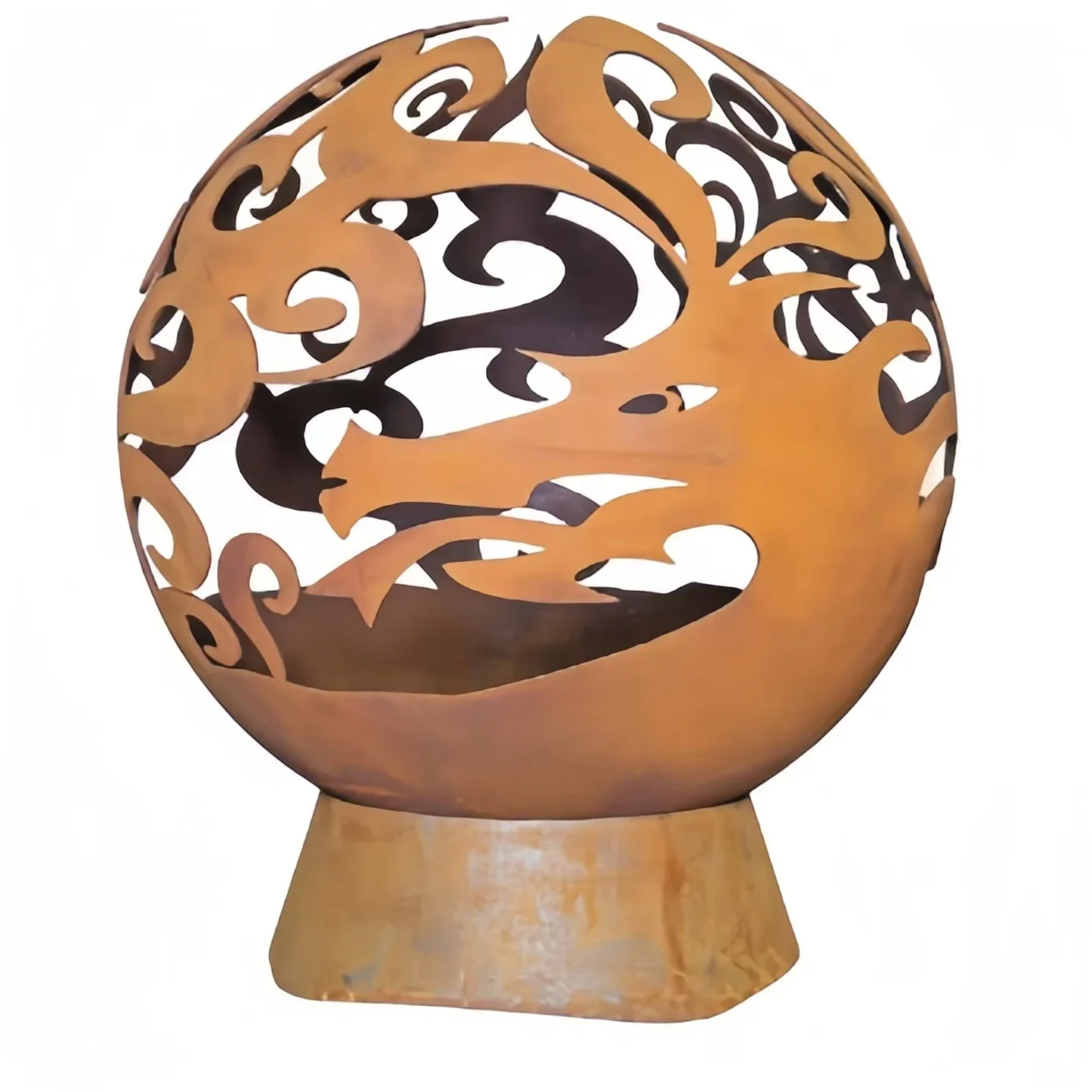 Garden Custom Metal Fire Pit Corten Steel Sphere Wood Burning Fire Ball