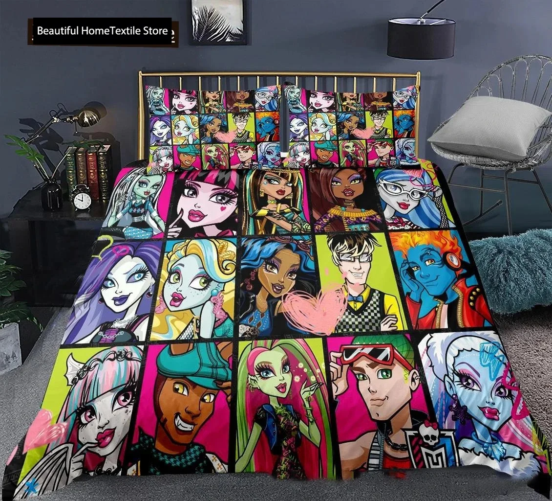 3D Printed Monster High Bedding Set Duvet Cover Bedroom Comforter Covers Single Twin King Size Quilt Cover Home Textile