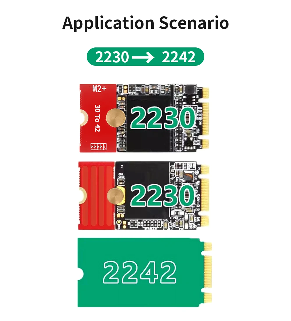 TISHRIC M2 2230 2242 2260 2280 SSD-Erweiterungsplatinen-Adapter M.2 NGFF NVME Länge verlängern Adapter Halterung Karte 5 einstellbare Längen – Detail 5