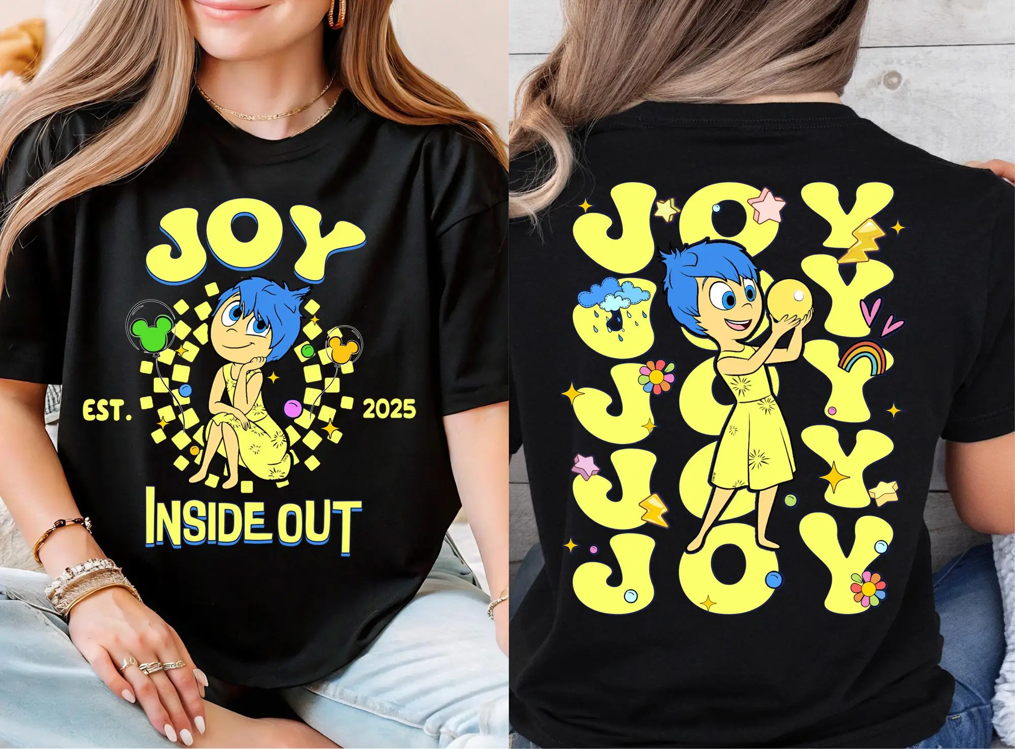 

Рубашка Pixar Inside Out Est 2025 Футболка с персонажами Disney Pixar Inside Out Emotions Футболка для семейной поездки