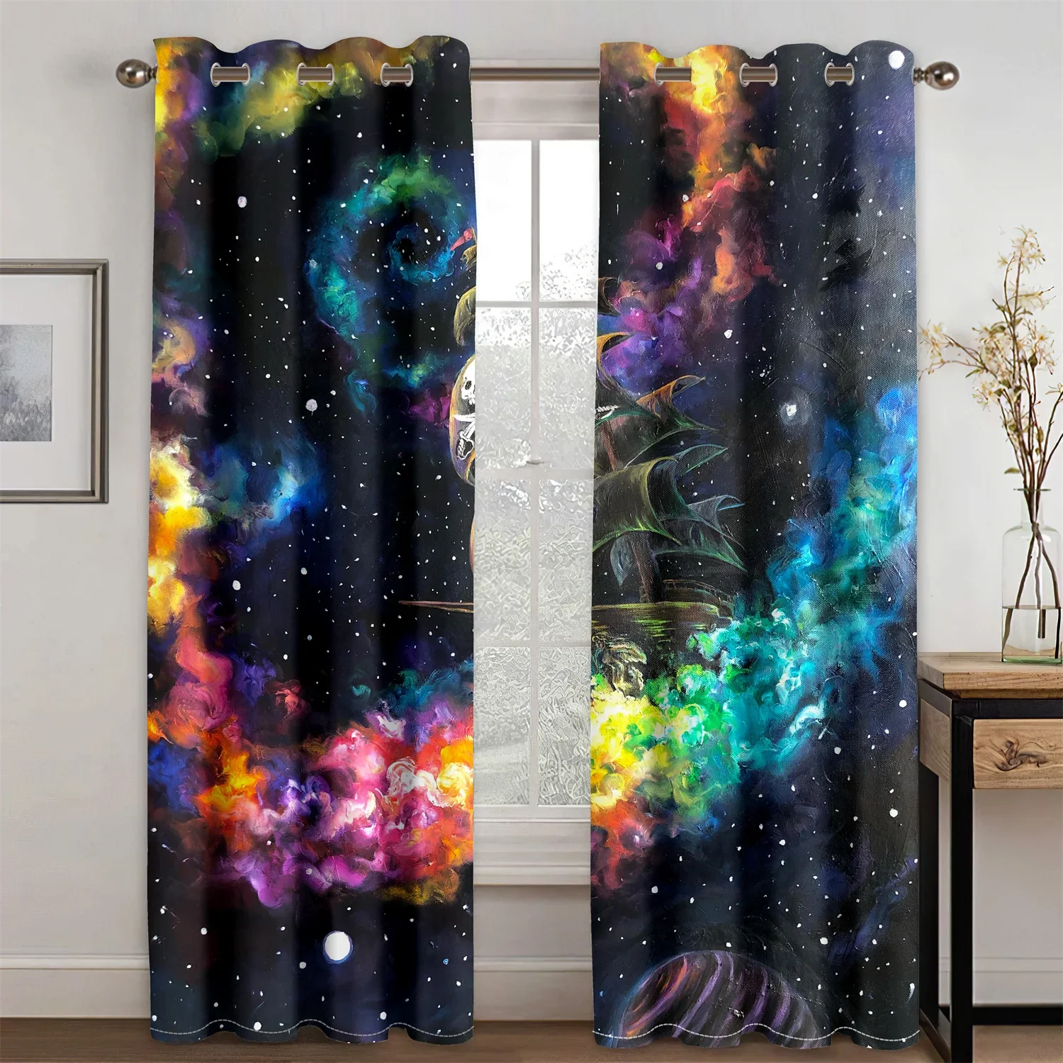 gancho de decoración de dormitorio, Galaxia 3D, espacio exterior, universo, nebulosa, cielo estrellado, planeta Solar, 2 piezas