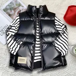 IYEAL Winter Children's Cotton Vest Thickened Waistcoat Glossy Coat Children's Outer Wear Down Cotton Vest Waterproof Waistcoat