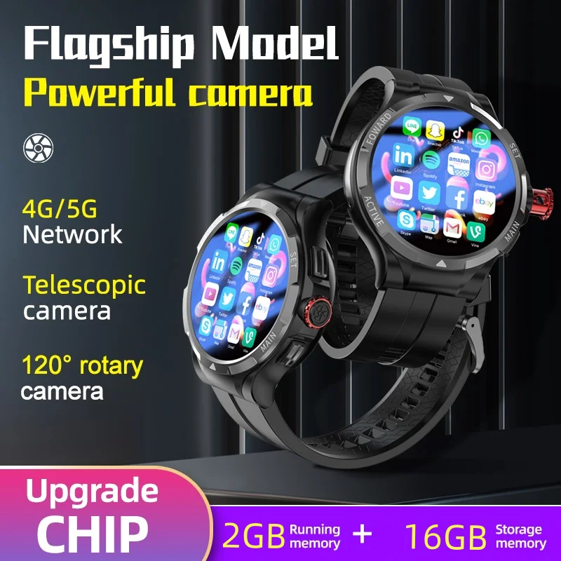 Kids Smart Watch 5G Sim Card SOS Phone Call 16GB ROM APP Store GPS Positioning 5MP Telescopic Camera Voice Assistant Heart Rate