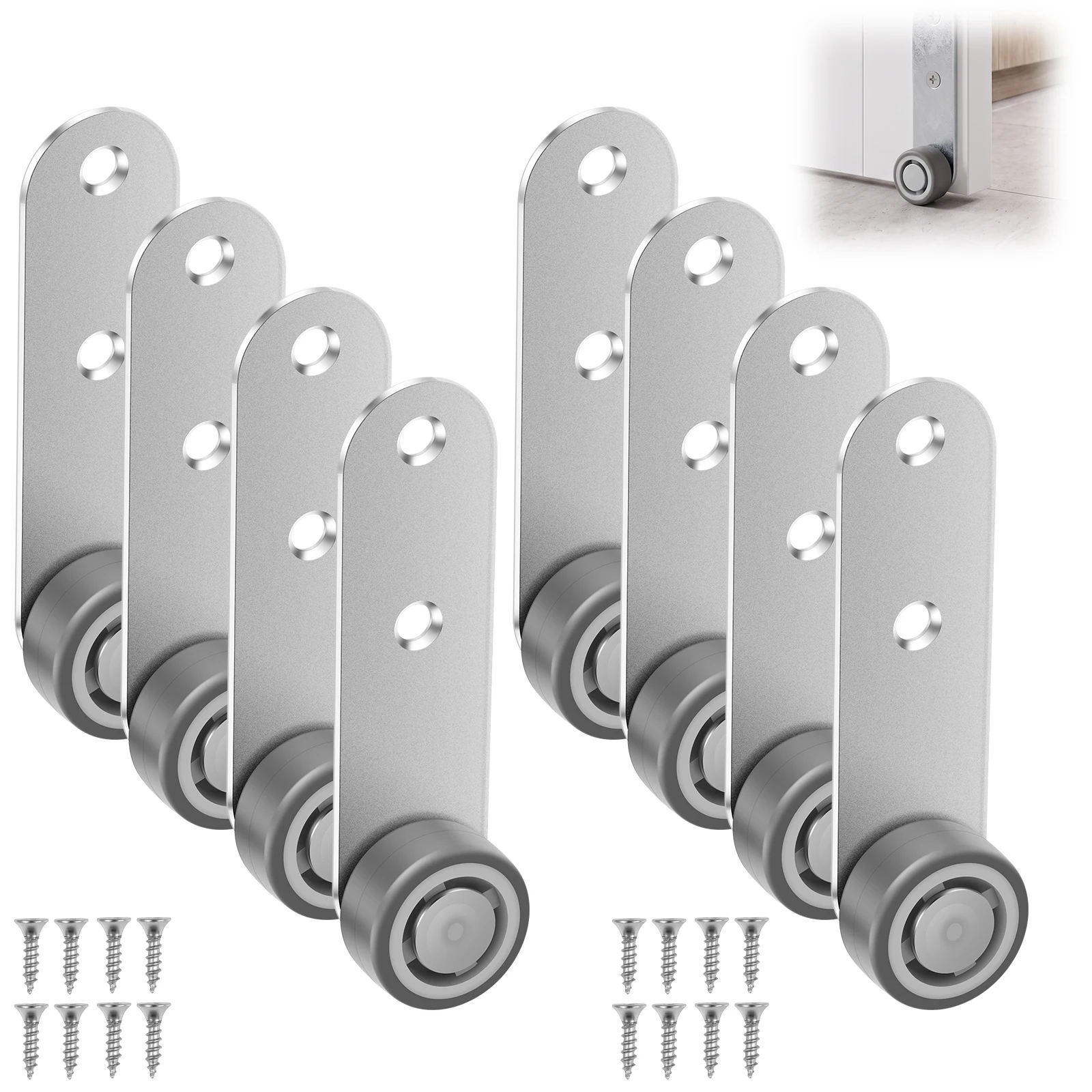 Door Support Roller 31mm Hole Spacing Side Mount Wheel Anti Sag Roller For Wood Doors Barn Doors Gates Cabinets 8PCS Door Repair