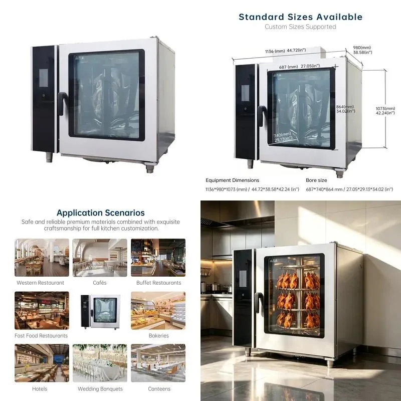 Large Capacity Commercial Stainless Steel Electric Rotary Roast Chicken Oven for Restaurant