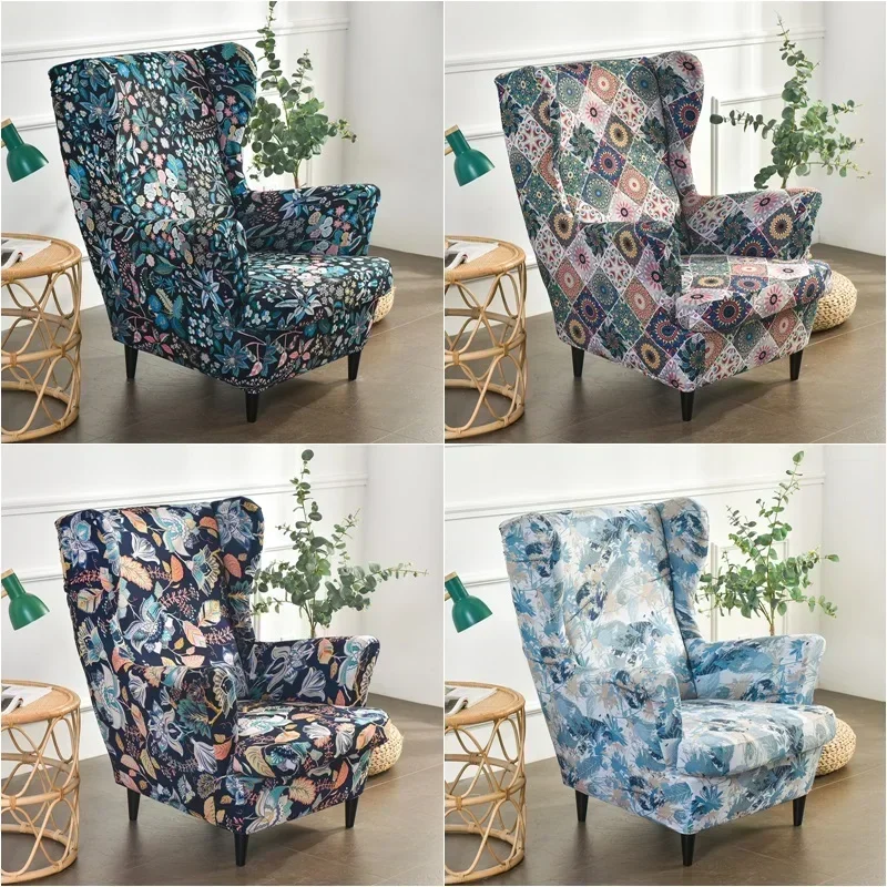 Wing Chair Cover Stretch Spandex Armchair Cover Relax Sofa Slipcovers with Seat Cushion Covers for Living Room Furniture 소파 커버