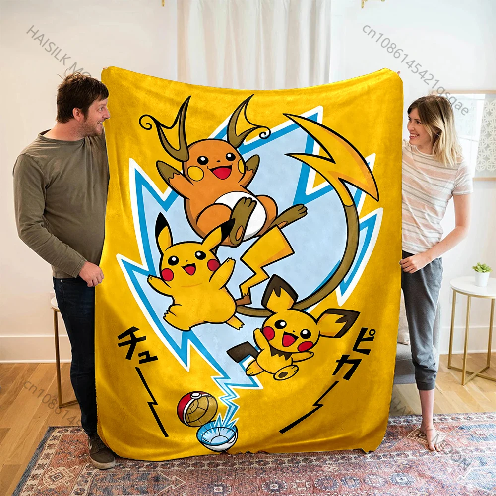 Japan Game R-Raichu Cartoon Printed Warm Soft Flannel Material Suitable for All Seasons Deluxe Gifts for Adults and Children