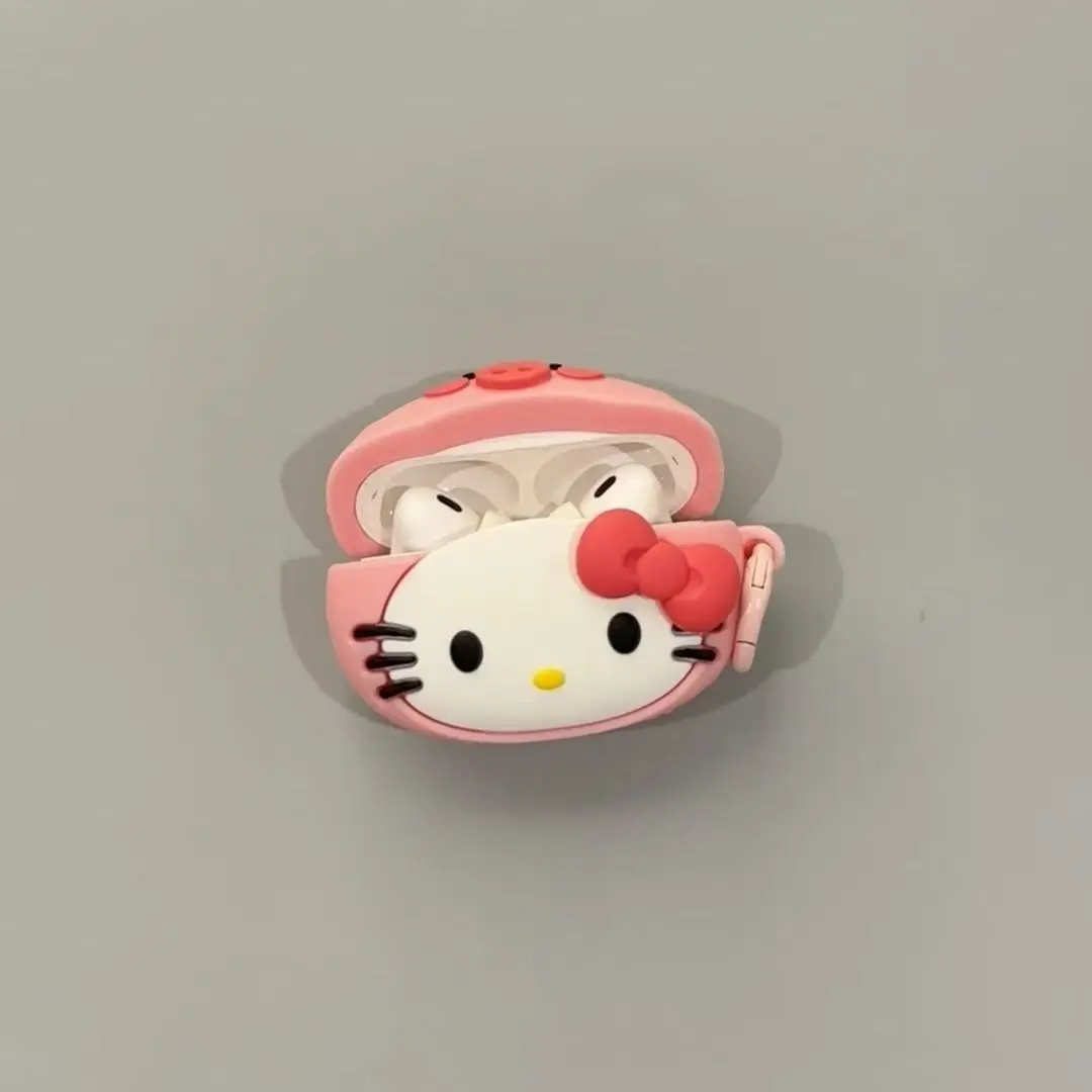MINISO Pigglet KT Cat متوافق مع Apple AirPods 4 حافظة سماعة أذن بلوتوث مضادة للسقوط غلاف ناعم لجهاز Pro 2/1/2nd Generation Wo