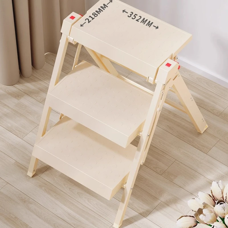 Portable 4-Step Telescoping Folding Ladder Multi-Functional A-Frame Ladder Retractable Climbing Stairs Compact Kitchen Furniture