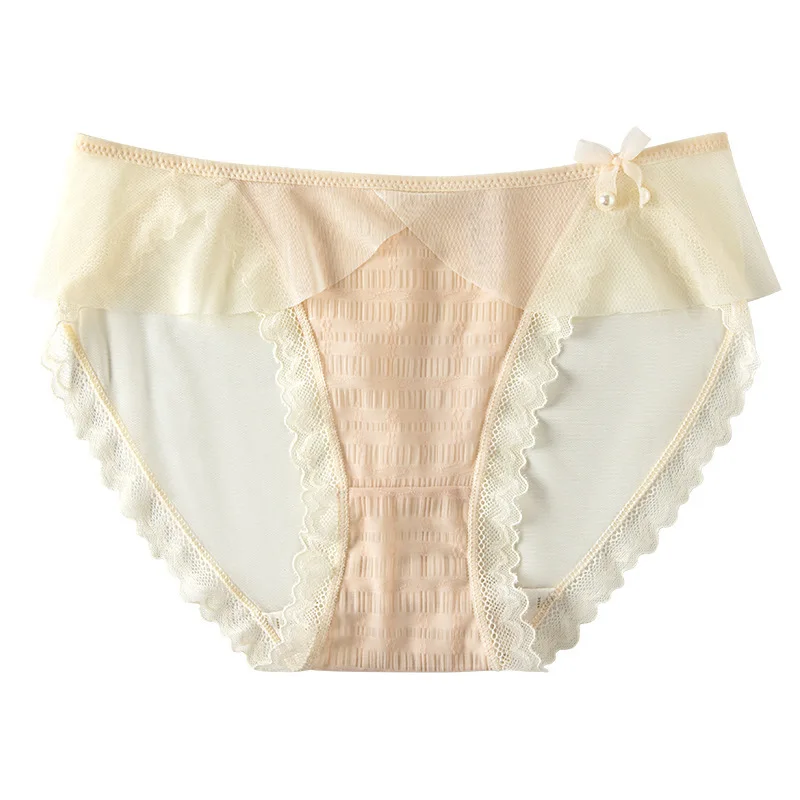 باريس تصميم النمط الفرنسي الرغبة النقية سراويل داخلية نسائية من الدانتيل شبه شفافة شبكة لينة فقاعة تنفس سريعة الجافة سلس المرأة بانتي #5