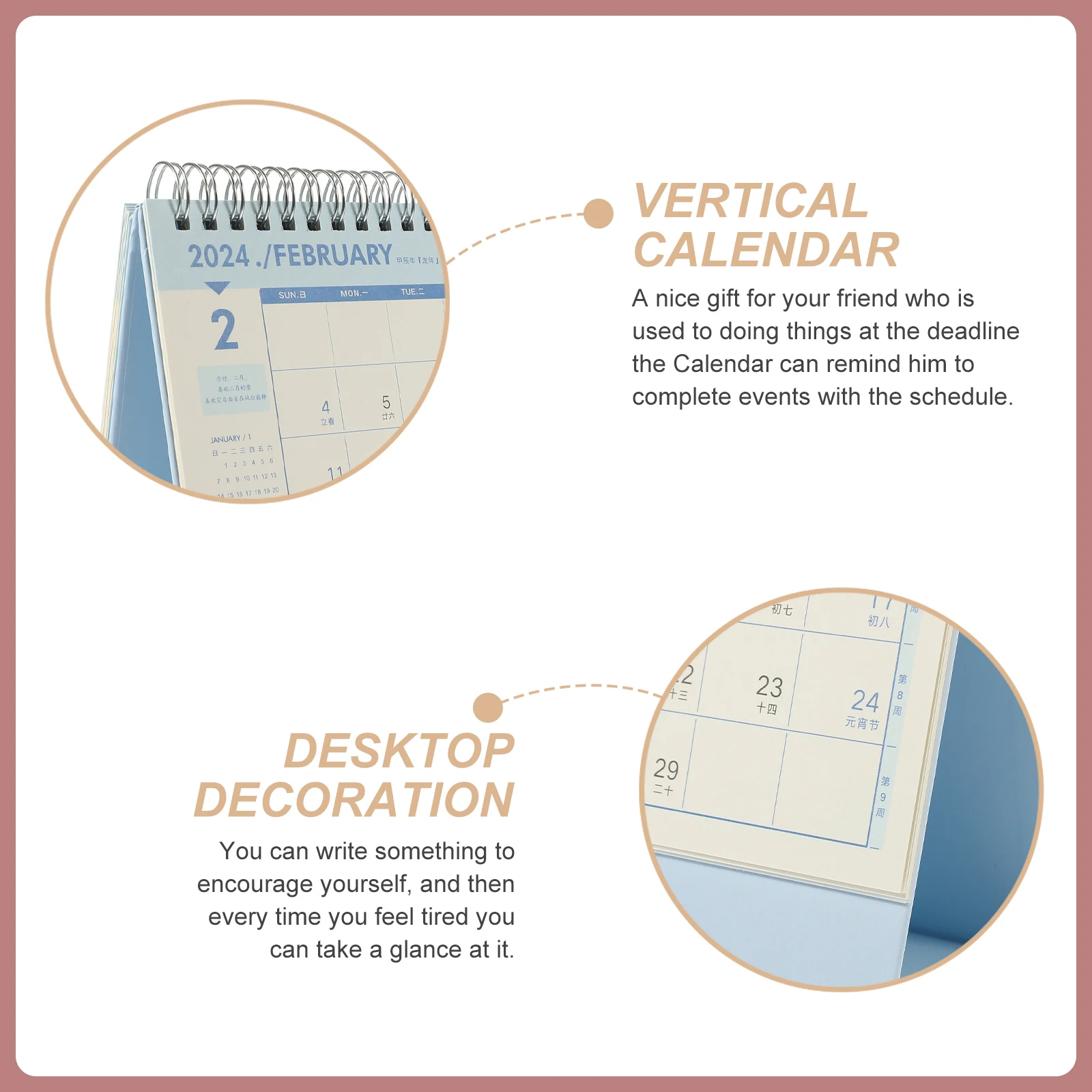 

2024 Desk Calendar Modern Monthly Home Office Accessory St Thick Paper Coil Practical Tabletop Schedule Planning