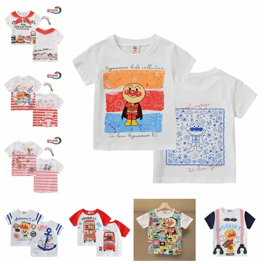 2024 New Summer Cartoon Anpanman Print Kids Short Sleeve T Shirts Children Baby Boy Girl Cotton Clothes Toddler Tops Tees Shirt