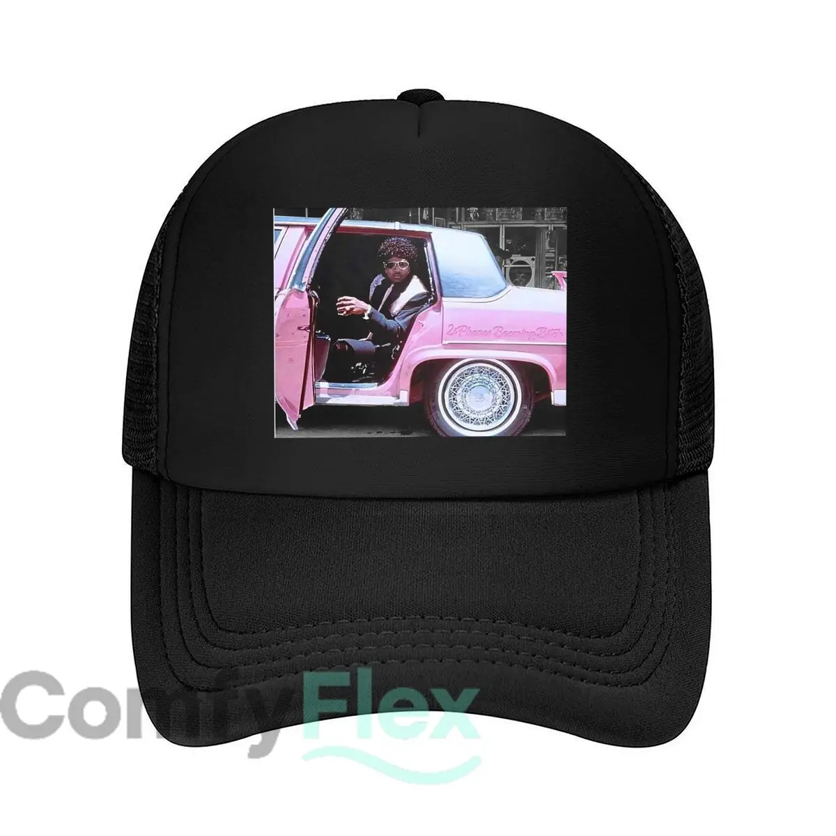 Pink Car Scene Graphic Graphic Fashion Mesh Baseball Cap Breathable Casual  Hats Outdoor Snapback Cap