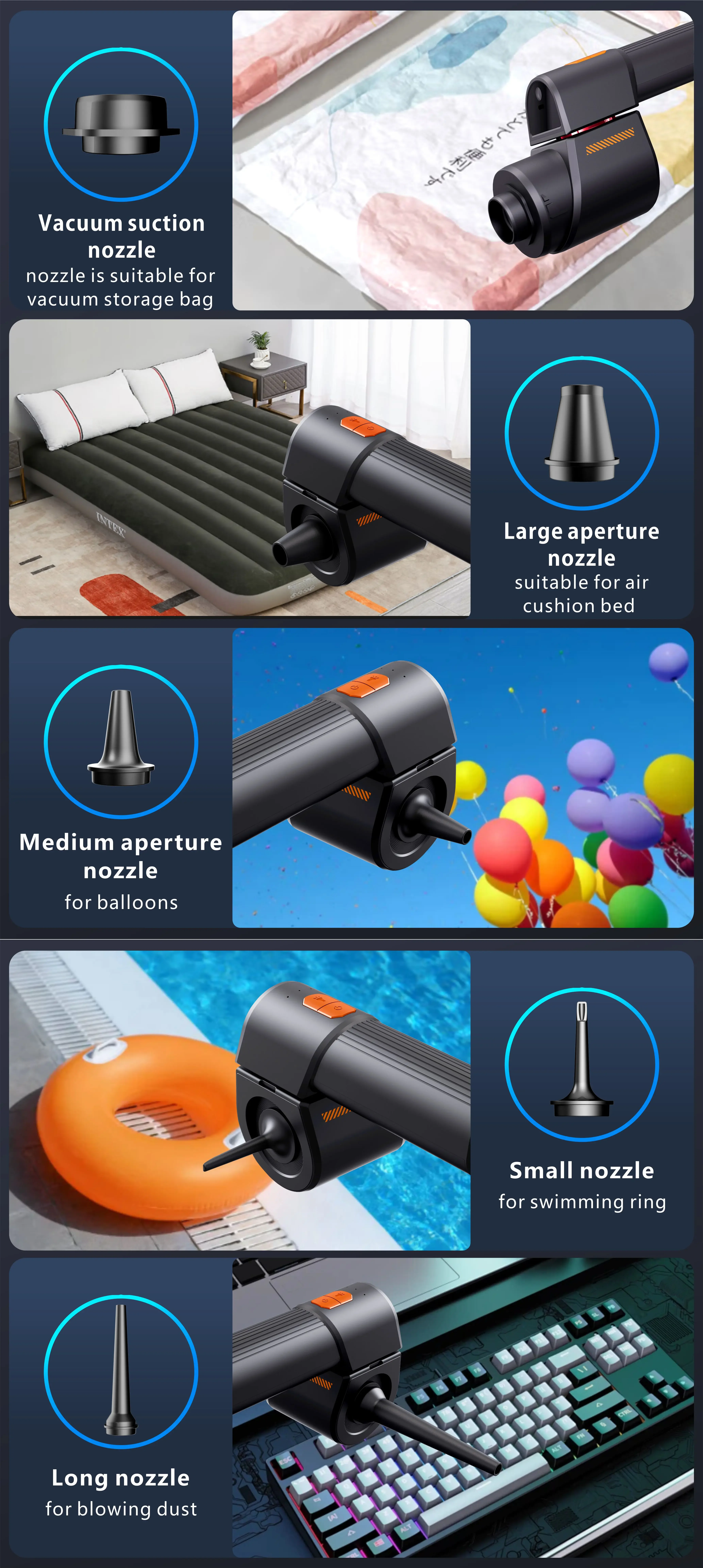 NewNexest Strong Suction 180C Folding Multifunctional Blowing Inflating Extraction Car House Use Brushless Vacuum Cleaner
