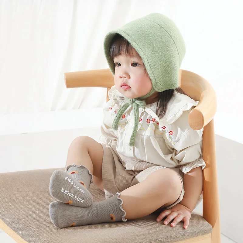 0-5 Years Toddlers Girls Frilly Socks Soft Cotton Baby Ankle Sock Flower Pattern Children Socks Anti Slip Infant Floor Sock