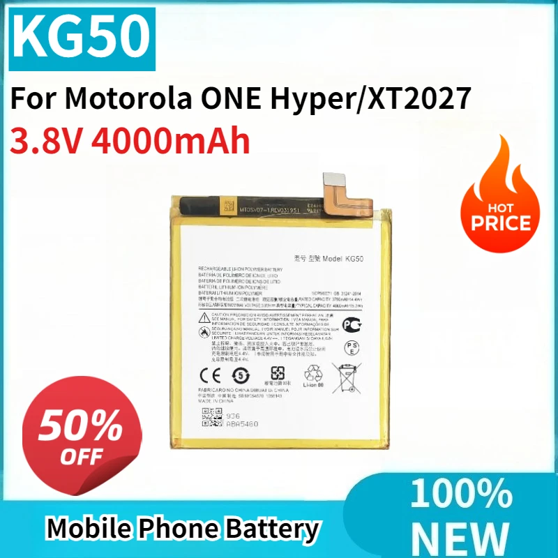 Brand-New KG50 3.8V 4000mAh Replaceable Battery For Motorola ONE Hyper/XT2027 Mobile Phone