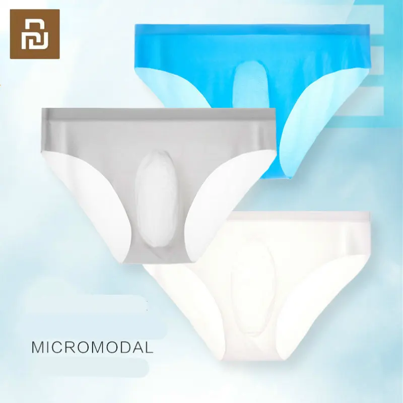 Youpin 3pcs 3D Sexy Men's Underwear Ice Silk Men Briefs Sexy Shorts Calzoncillos Hombre Transparent U Convex Ultra-thin Panties