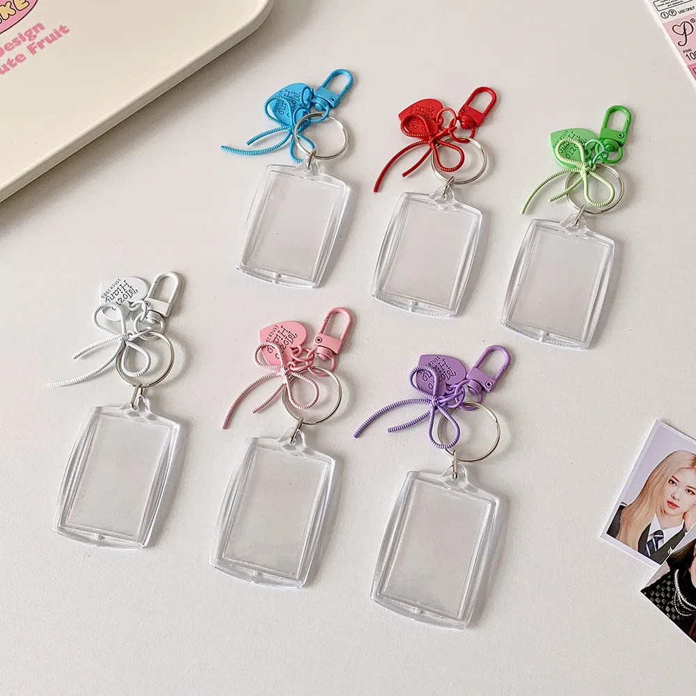 Acrylic Card Cover Mini Photocard Holder Peach Heart Pendant Korean Style Idol Card Display Protector Hanging Decoration