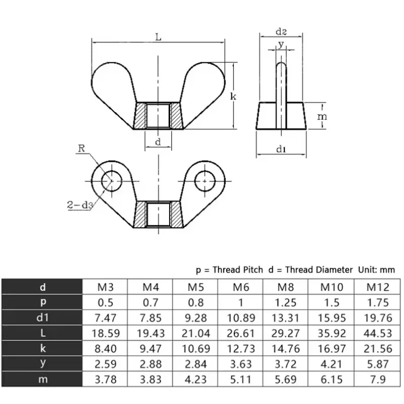 10-100Pcs Black/White Nylon Wing Nut M3 M4 M5 M6 M8 M10 M12 Nylon Butterfly Nuts Plastic Screw Cap Plastic Wing Insulated Nuts